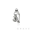 MOON STARBURST DANGLE CZ ROUND 316L SURGICAL STEEL CURVED BARBELL/EYEBROW